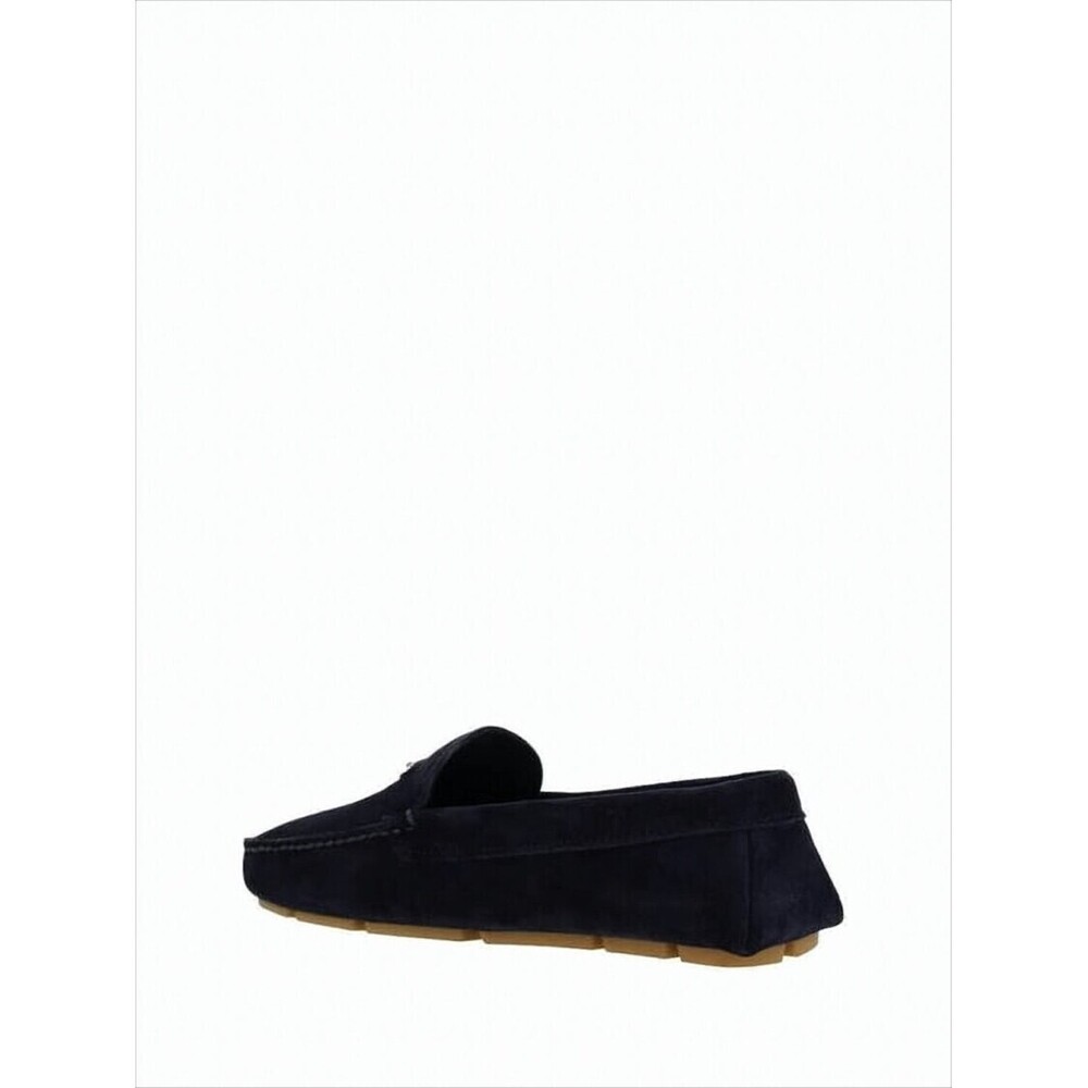 PRADA Black Suede Loafers with Metallic Triangle Emblem by Prada - Picture 3 of 4